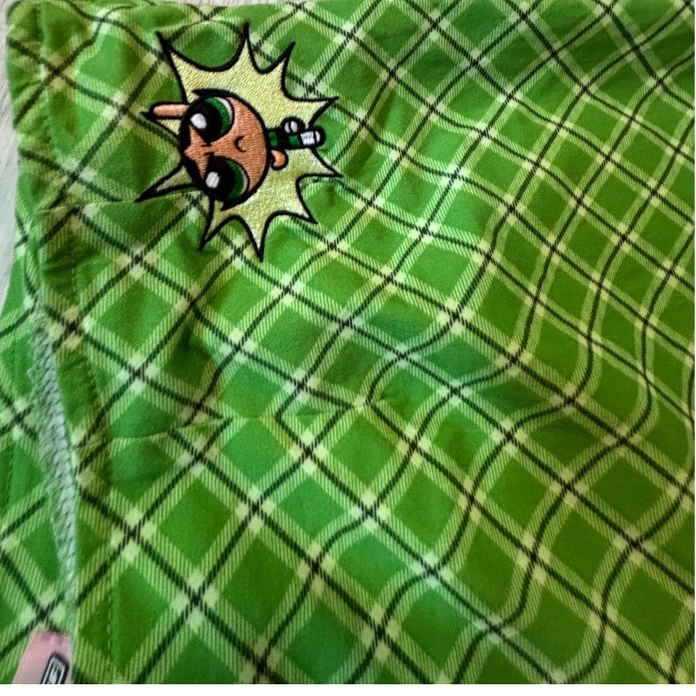 DOLLS KILL The Powerpuff Girls Green Plaid Flare Leg Pants Size 8-10